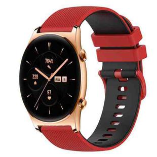 For Honor Watch GS 3 22mm Checkered Two-Color Silicone Watch Band(Red+Black)