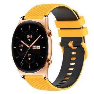 For Honor Watch GS 3 22mm Checkered Two-Color Silicone Watch Band(Yellow+Black)