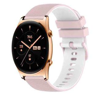 For Honor Watch GS 3 22mm Checkered Two-Color Silicone Watch Band(Pink+White)