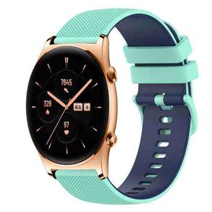 For Honor Watch GS 3 22mm Checkered Two-Color Silicone Watch Band(Teal+Blue)