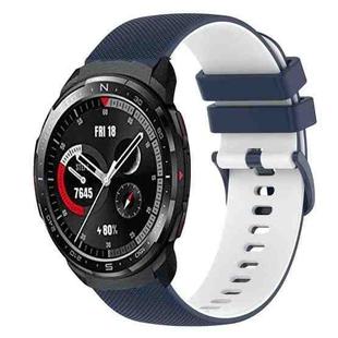 For Honor Watch GS Pro 22mm Checkered Two-Color Silicone Watch Band(Dark Blue+White)