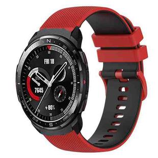 For Honor Watch GS Pro 22mm Checkered Two-Color Silicone Watch Band(Red+Black)