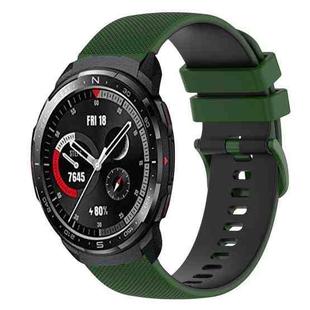 For Honor Watch GS Pro 22mm Checkered Two-Color Silicone Watch Band(Amy Green+Black)