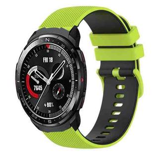 For Honor Watch GS Pro 22mm Checkered Two-Color Silicone Watch Band(Lime Green+Black)