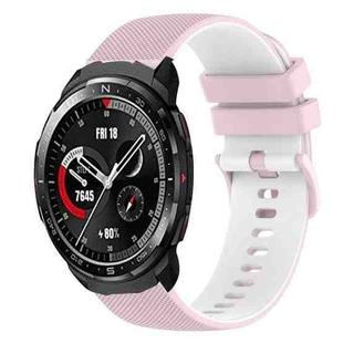For Honor Watch GS Pro 22mm Checkered Two-Color Silicone Watch Band(Pink+White)