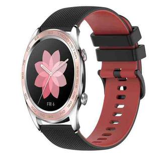 For Honor Watch Dream 22mm Checkered Two-Color Silicone Watch Band(Black+Red)