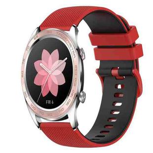 For Honor Watch Dream 22mm Checkered Two-Color Silicone Watch Band(Red+Black)