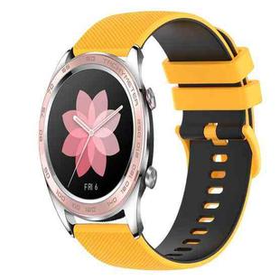 For Honor Watch Dream 22mm Checkered Two-Color Silicone Watch Band(Yellow+Black)