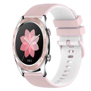 For Honor Watch Dream 22mm Checkered Two-Color Silicone Watch Band(Pink+White)