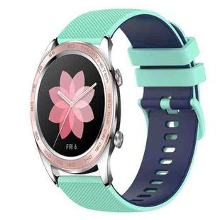 For Honor Watch Dream 22mm Checkered Two-Color Silicone Watch Band(Teal+Blue)