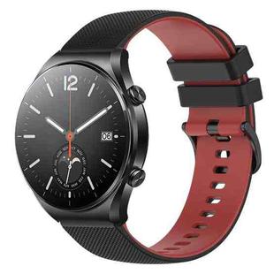 For Xiaomi Watch S1 22mm Checkered Two-Color Silicone Watch Band(Black+Red)