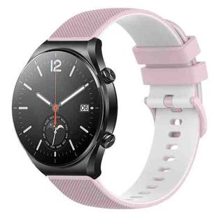 For Xiaomi Watch S1 22mm Checkered Two-Color Silicone Watch Band(Pink+White)
