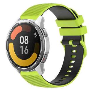 For Xiaomi Watch Color 2 22mm Checkered Two-Color Silicone Watch Band(Lime Green+Black)