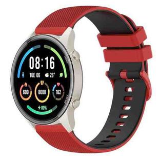 For Xiaomi Watch Sport 22mm Checkered Two-Color Silicone Watch Band(Red+Black)