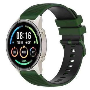 For Xiaomi Watch Sport 22mm Checkered Two-Color Silicone Watch Band(Amy Green+Black)