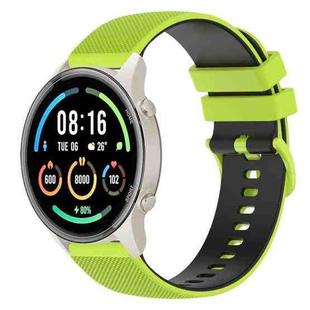 For Xiaomi Watch Sport 22mm Checkered Two-Color Silicone Watch Band(Lime Green+Black)