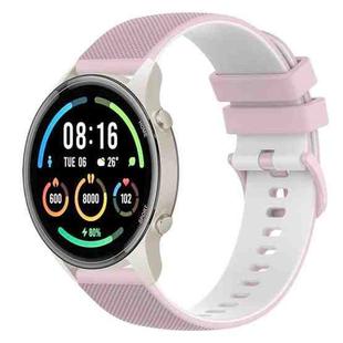 For Xiaomi Watch Sport 22mm Checkered Two-Color Silicone Watch Band(Pink+White)