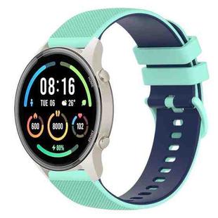For Xiaomi Watch Sport 22mm Checkered Two-Color Silicone Watch Band(Teal+Blue)