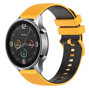 For Xiaomi Watch Color 22mm Checkered Two-Color Silicone Watch Band(Yellow+Black)