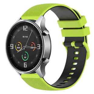 For Xiaomi Watch Color 22mm Checkered Two-Color Silicone Watch Band(Lime Green+Black)