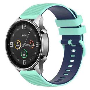 For Xiaomi Watch Color 22mm Checkered Two-Color Silicone Watch Band(Teal+Blue)