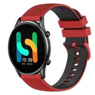 For  Xiaomi Haylou RT2 LS10 22mm Checkered Two-Color Silicone Watch Band(Red+Black)