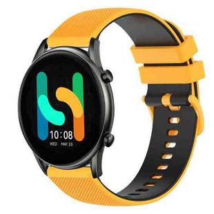 For  Xiaomi Haylou RT2 LS10 22mm Checkered Two-Color Silicone Watch Band(Yellow+Black)