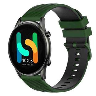 For  Xiaomi Haylou RT2 LS10 22mm Checkered Two-Color Silicone Watch Band(Amy Green+Black)