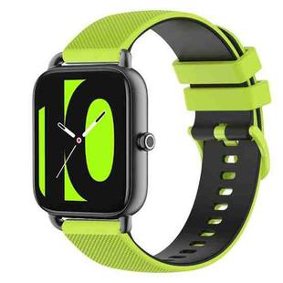 For Xiaomi Haylou RS4 LS12 22mm Checkered Two-Color Silicone Watch Band(Lime Green+Black)