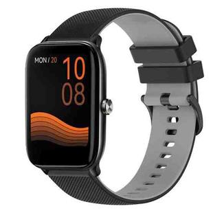 For Xiaomi Haylou GST LS09B 22mm Checkered Two-Color Silicone Watch Band(Black+Grey)