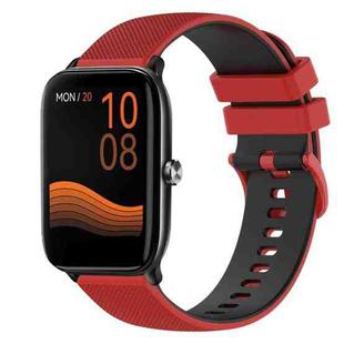 For Xiaomi Haylou GST LS09B 22mm Checkered Two-Color Silicone Watch Band(Red+Black)