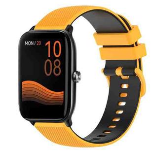 For Xiaomi Haylou GST LS09B 22mm Checkered Two-Color Silicone Watch Band(Yellow+Black)
