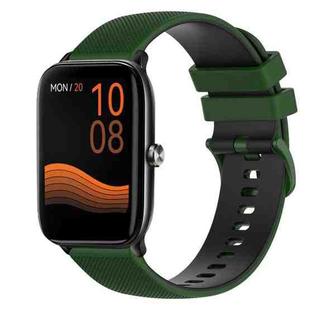 For Xiaomi Haylou GST LS09B 22mm Checkered Two-Color Silicone Watch Band(Amy Green+Black)