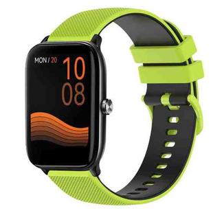 For Xiaomi Haylou GST LS09B 22mm Checkered Two-Color Silicone Watch Band(Lime Green+Black)