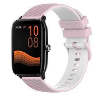 For Xiaomi Haylou GST LS09B 22mm Checkered Two-Color Silicone Watch Band(Pink+White)