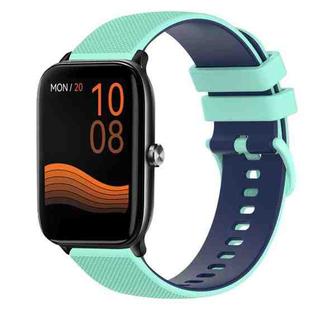 For Xiaomi Haylou GST LS09B 22mm Checkered Two-Color Silicone Watch Band(Teal+Blue)