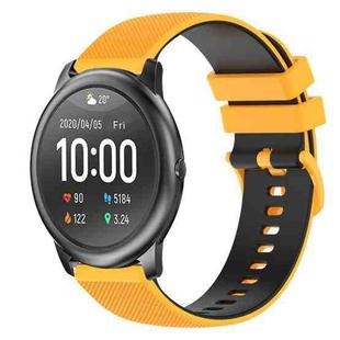 For Xiaomi Haylou RT LS05S 22mm Checkered Two-Color Silicone Watch Band(Yellow+Black)