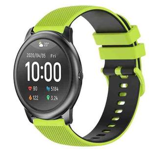 For Xiaomi Haylou RT LS05S 22mm Checkered Two-Color Silicone Watch Band(Lime Green+Black)