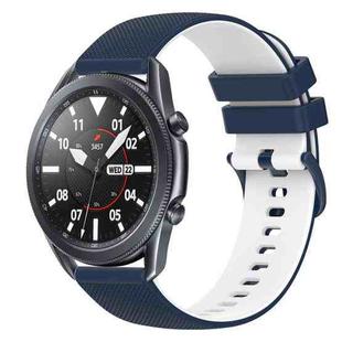 For Samsung Galaxy Watch3 45mm 22mm Checkered Two-Color Silicone Watch Band(Dark Blue+White)