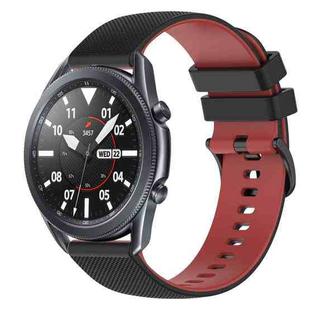 For Samsung Galaxy Watch3 45mm 22mm Checkered Two-Color Silicone Watch Band(Black+Red)