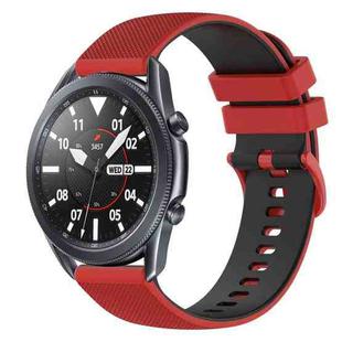 For Samsung Galaxy Watch3 45mm 22mm Checkered Two-Color Silicone Watch Band(Red+Black)
