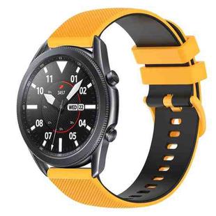 For Samsung Galaxy Watch3 45mm 22mm Checkered Two-Color Silicone Watch Band(Yellow+Black)