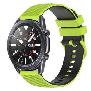 For Samsung Galaxy Watch3 45mm 22mm Checkered Two-Color Silicone Watch Band(Lime Green+Black)