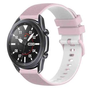 For Samsung Galaxy Watch3 45mm 22mm Checkered Two-Color Silicone Watch Band(Pink+White)