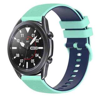 For Samsung Galaxy Watch3 45mm 22mm Checkered Two-Color Silicone Watch Band(Teal+Blue)