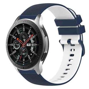 For Samsung Galaxy Watch 46mm 22mm Checkered Two-Color Silicone Watch Band(Dark Blue+White)