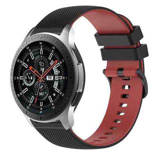 For Samsung Galaxy Watch 46mm 22mm Checkered Two-Color Silicone Watch Band(Black+Red)