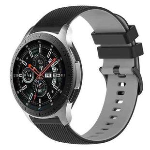 For Samsung Galaxy Watch 46mm 22mm Checkered Two-Color Silicone Watch Band(Black+Grey)