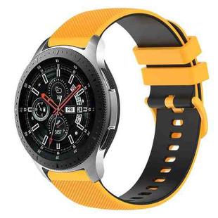 For Samsung Galaxy Watch 46mm 22mm Checkered Two-Color Silicone Watch Band(Yellow+Black)