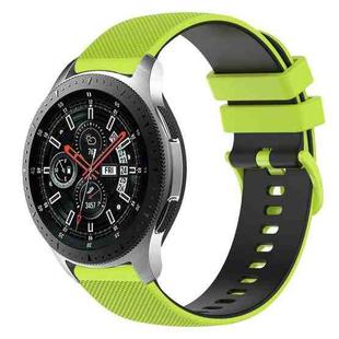 For Samsung Galaxy Watch 46mm 22mm Checkered Two-Color Silicone Watch Band(Lime Green+Black)